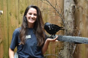 Paige with Lenny the American Crow
